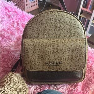 GUESS Gold and Brown Women's mini  Backpack